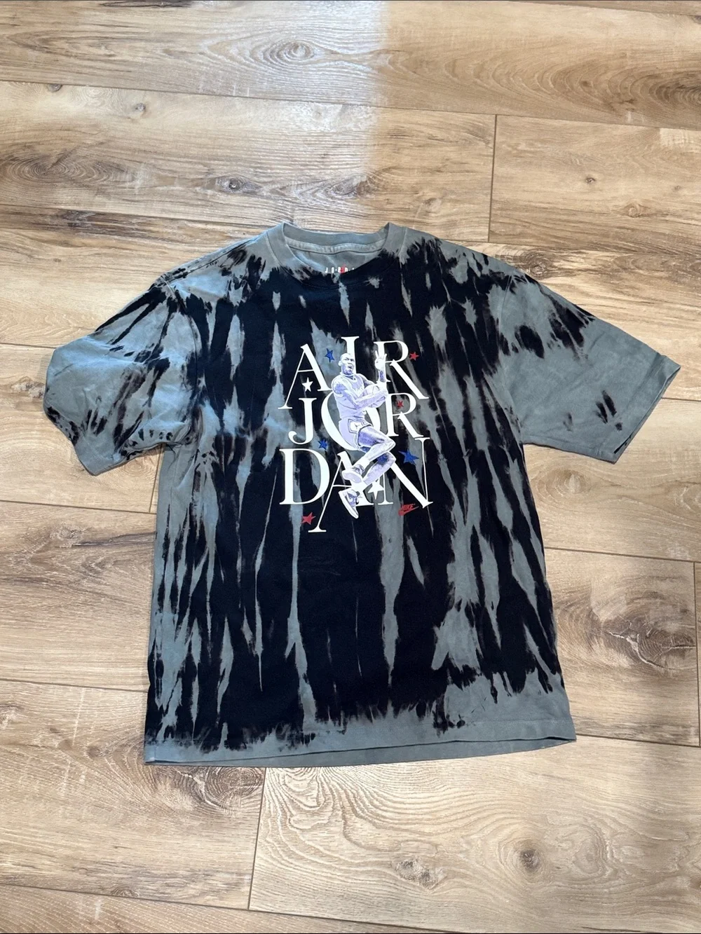 Jordan Tie-Dye Graphic Tee in Black and Gray with Multicolor Jumpman - small